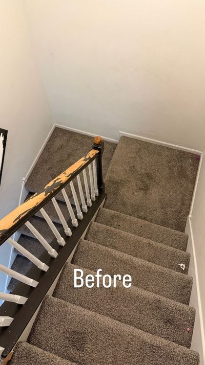 Stair carpet before cleaning